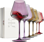 Stagioni Stemmed Wine Glassware, Set of 6, Fall Leaves