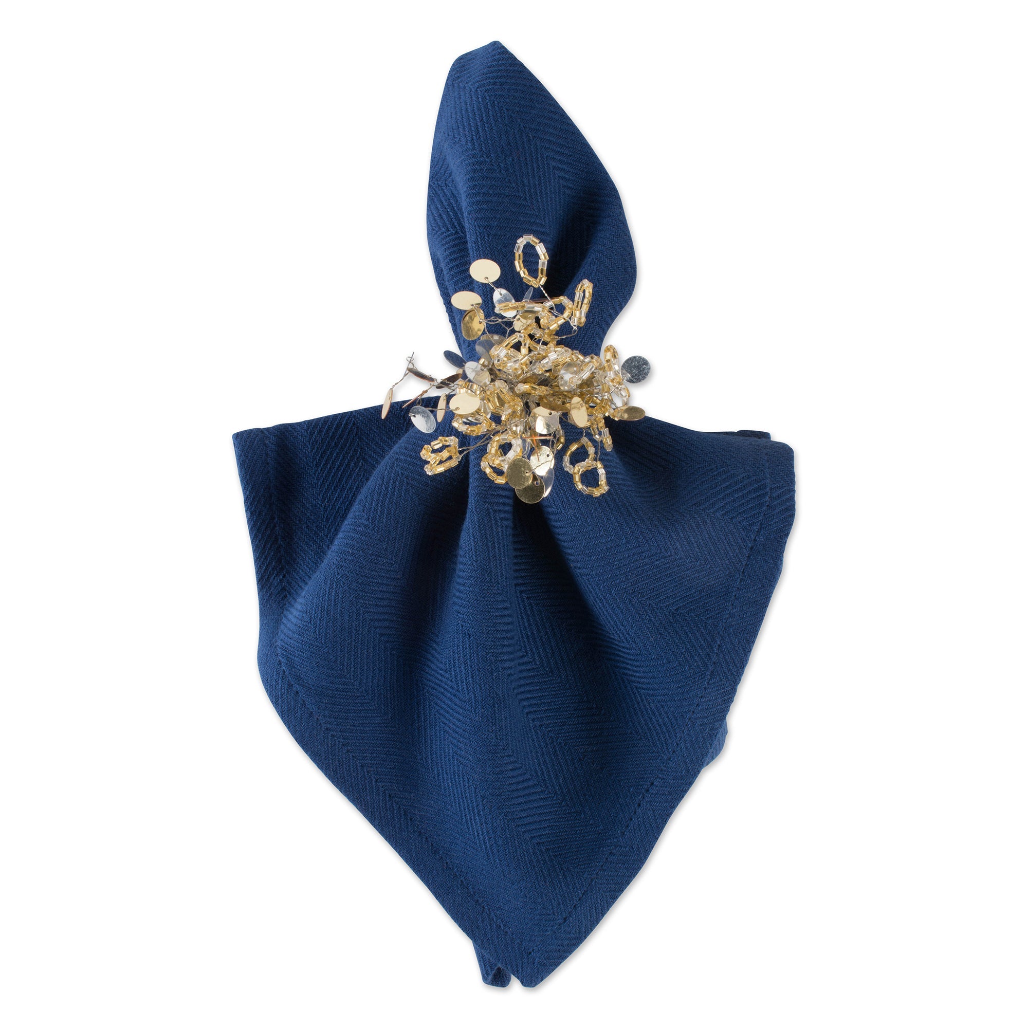 Gold Beads Decorative Holiday Napkin Rings, Set of 6