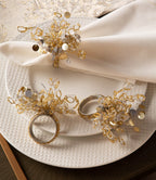 Gold Beads Decorative Holiday Napkin Rings, Set of 6