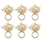 Gold Beads Decorative Holiday Napkin Rings, Set of 6