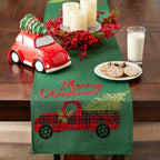 Merry Christmas Truck Embroidered Table Runner