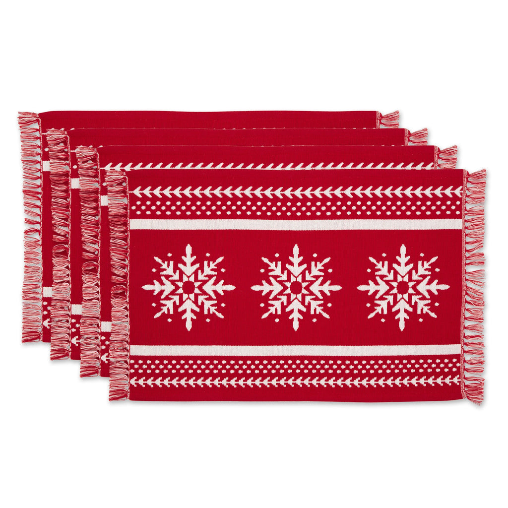 Nordic Snowflake Stripe Jacquard Placemat Set/4