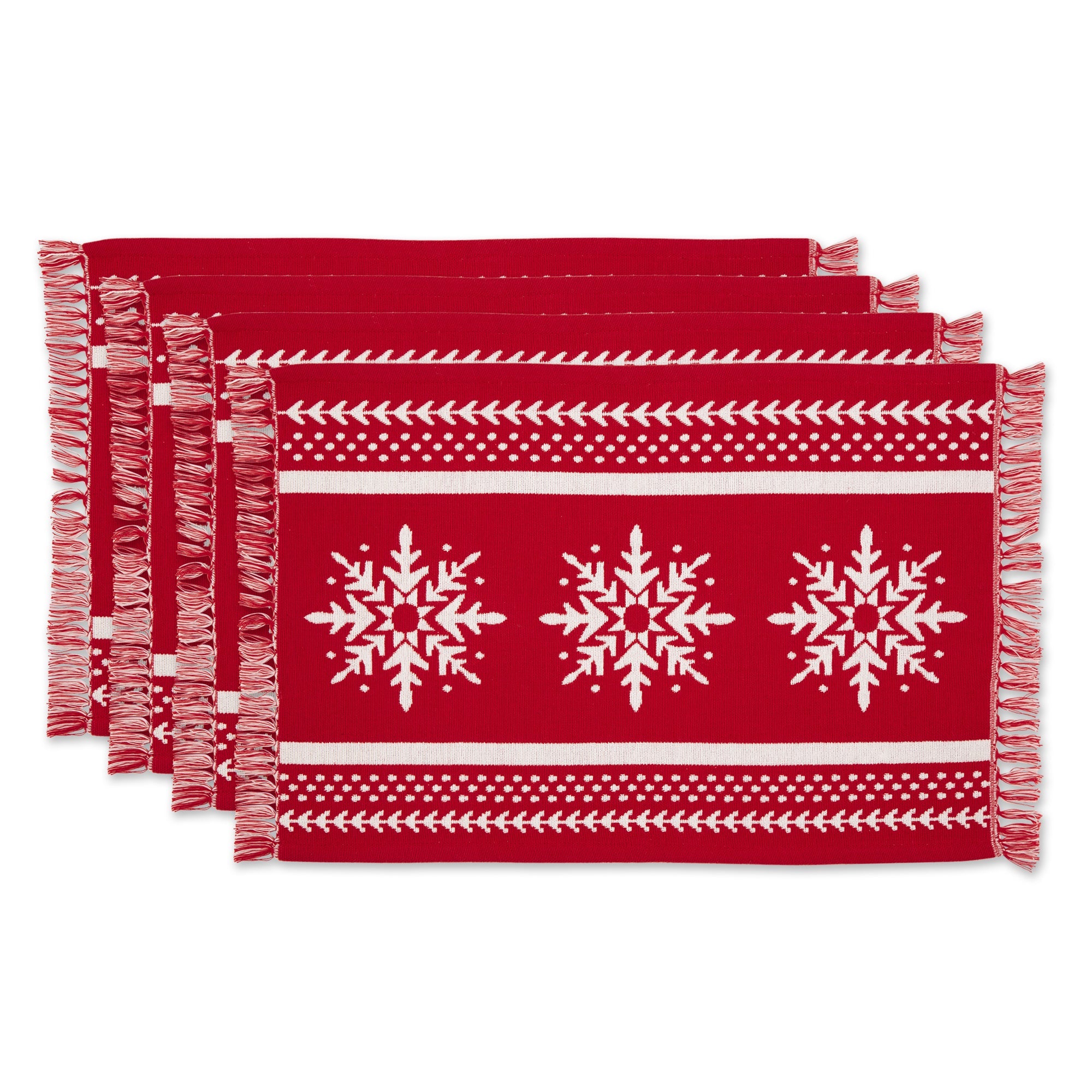 Nordic Snowflake Stripe Jacquard Placemat Set/4