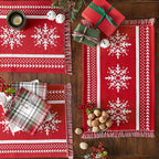 Nordic Snowflake Stripe Jacquard Placemat Set/4