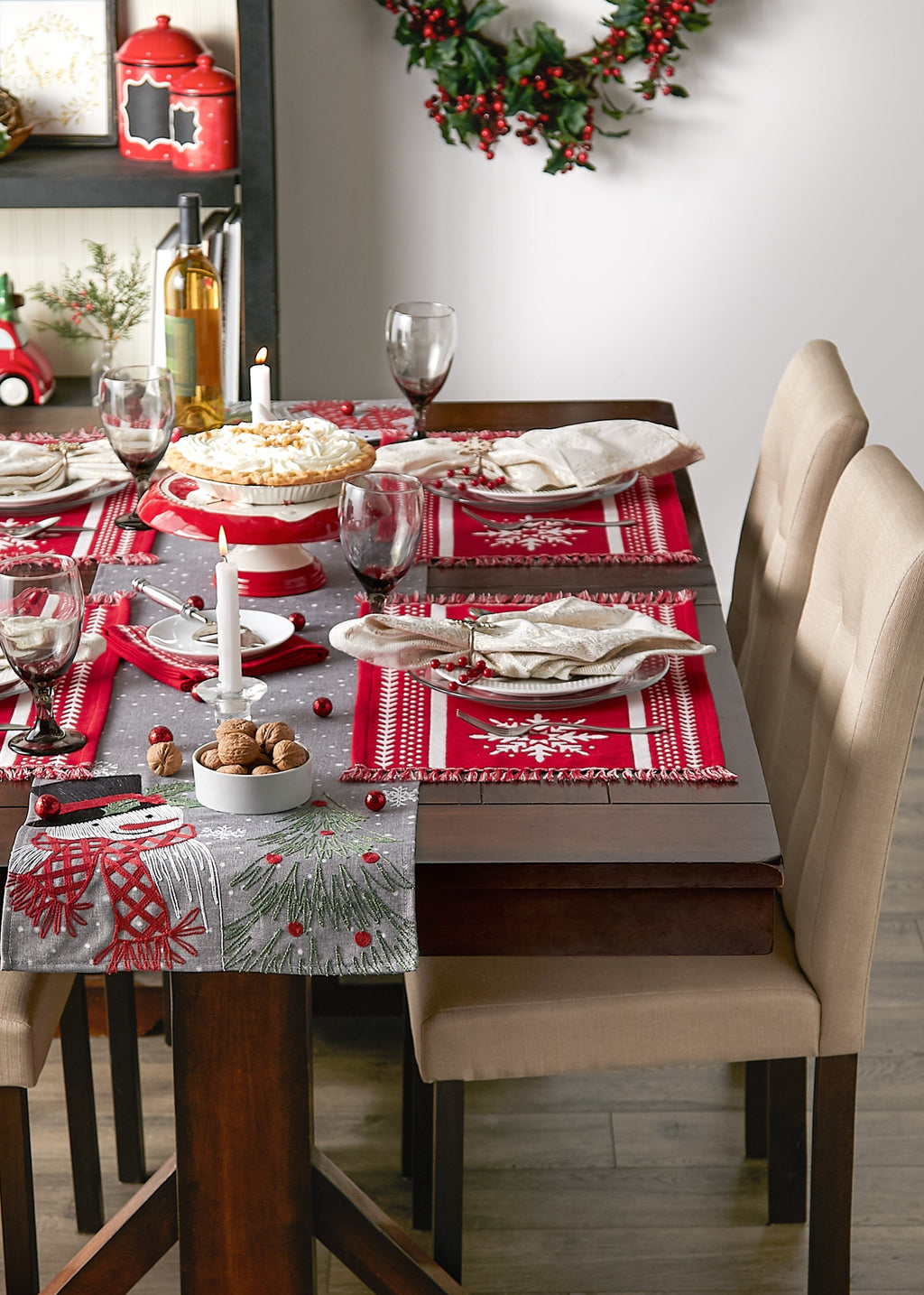 Nordic Snowflake Stripe Jacquard Placemat Set/4