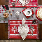 Nordic Snowflake Stripe Jacquard Placemat Set/4