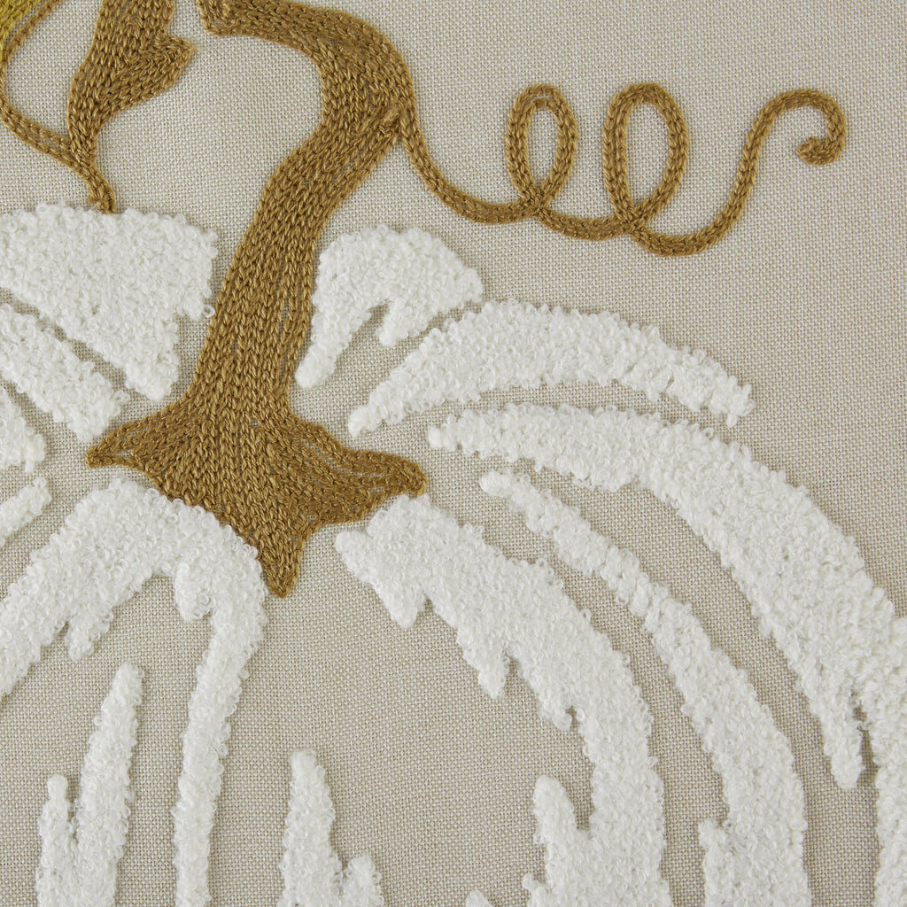 Autumn Embroidered Table Runner, White Pumpkin