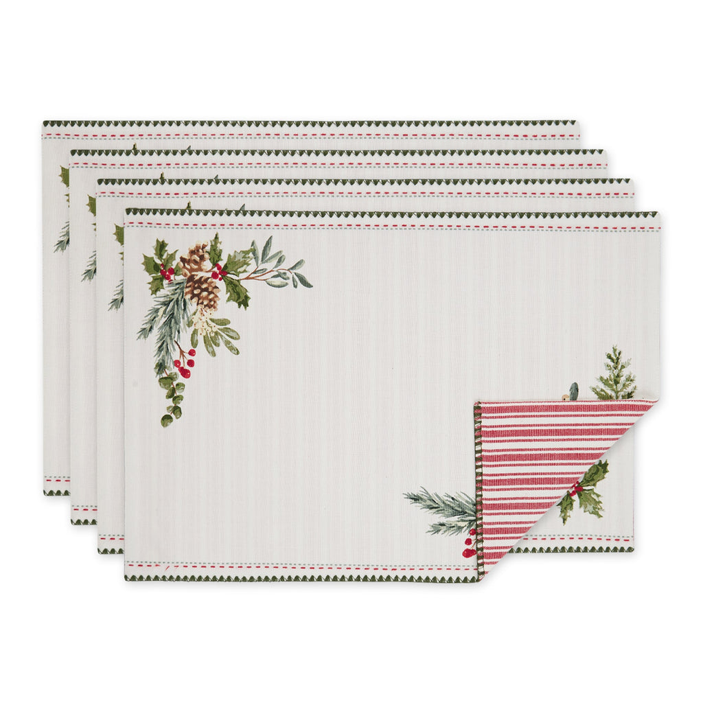 Heritage Holiday Sprigs Reversible Placemat Set/4