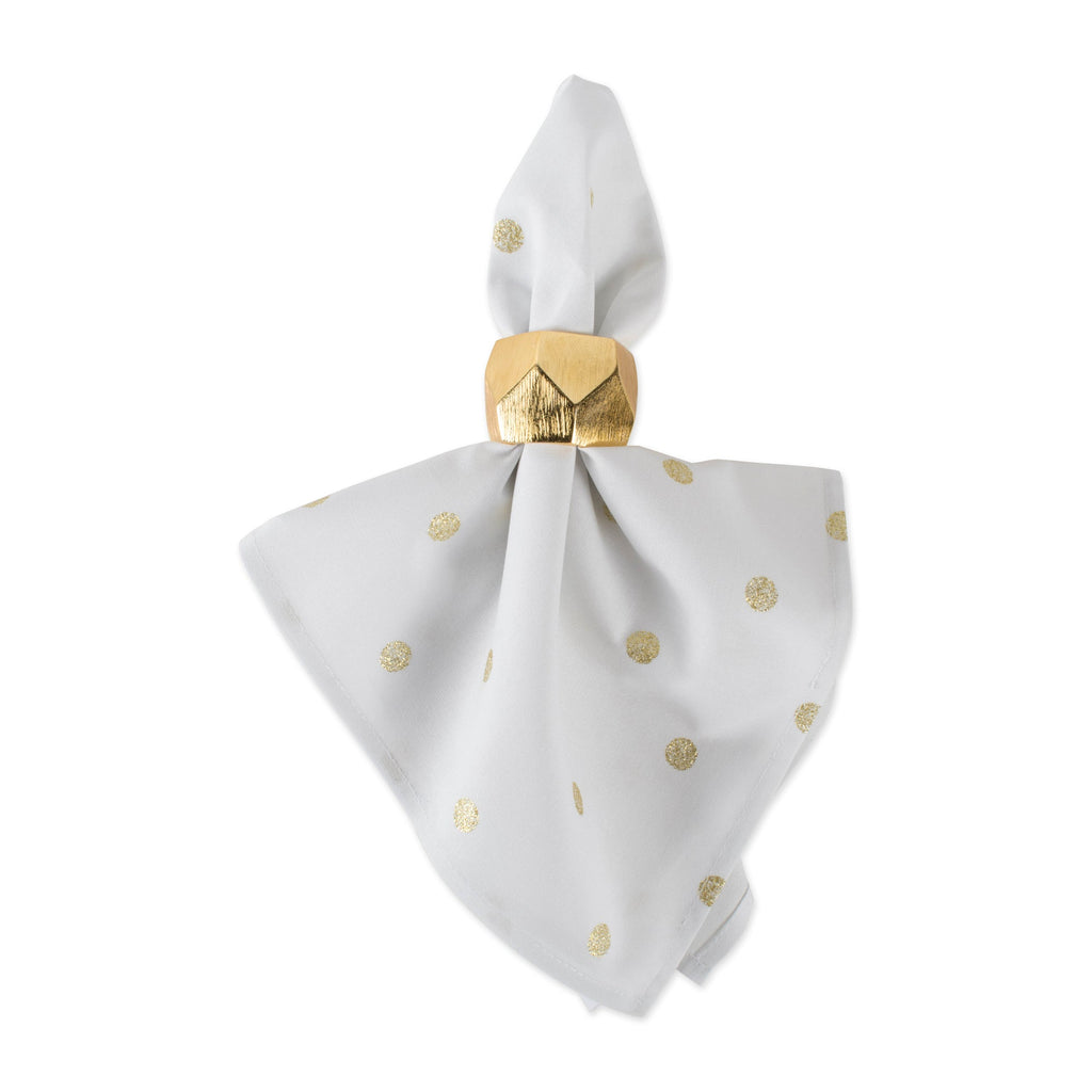 Metallic White & Gold Polka Dot Napkins, Set Of 4