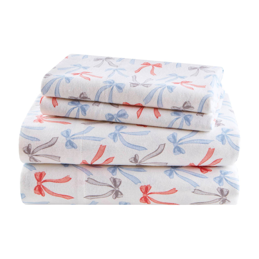 Happy Bows 100% Cotton Flannel Pigment Printed Sheet Set