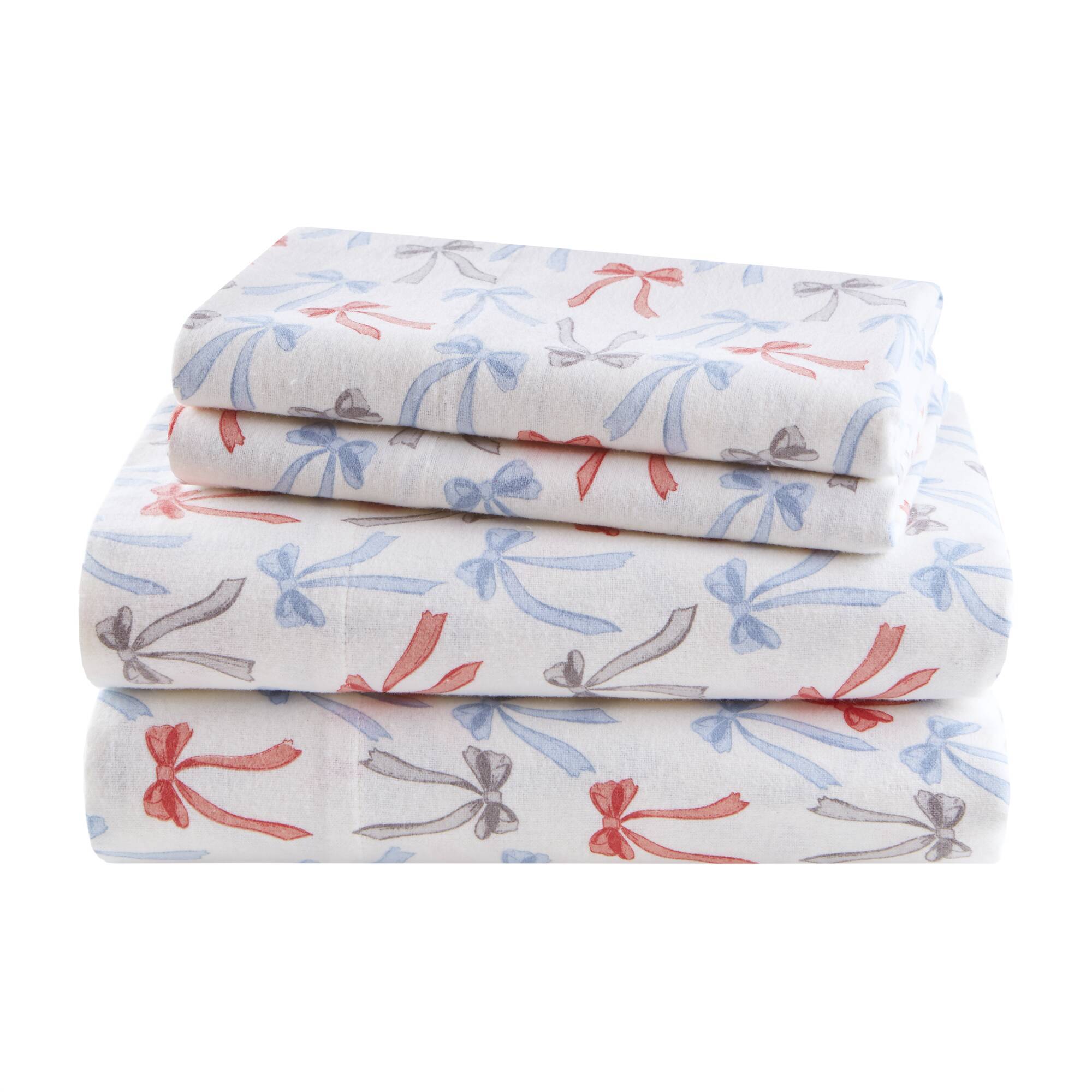 Happy Bows 100% Cotton Flannel Pigment Printed Sheet Set