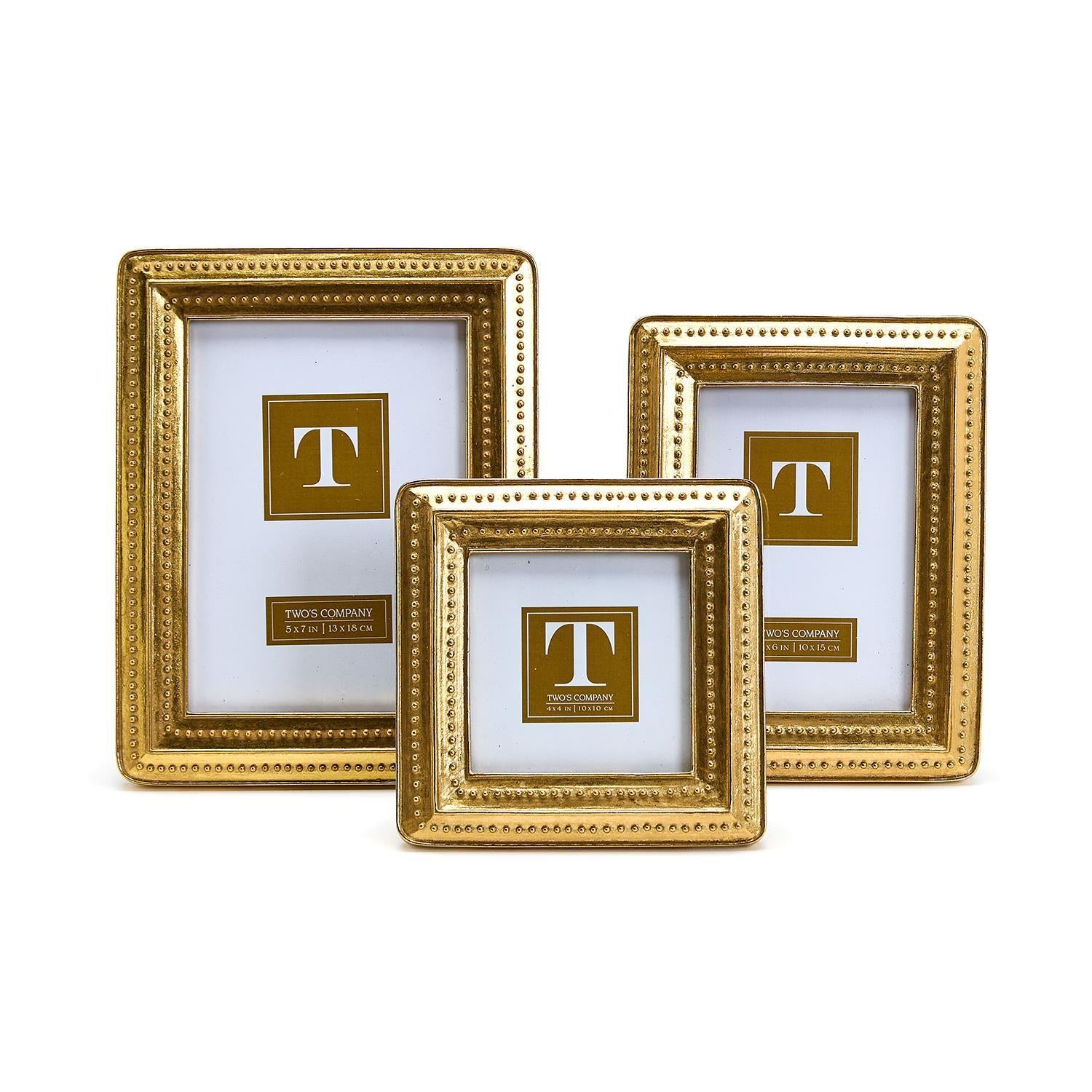 Gold Beaded Edge Photo Frame Incl 3 Sizes, Set of 3