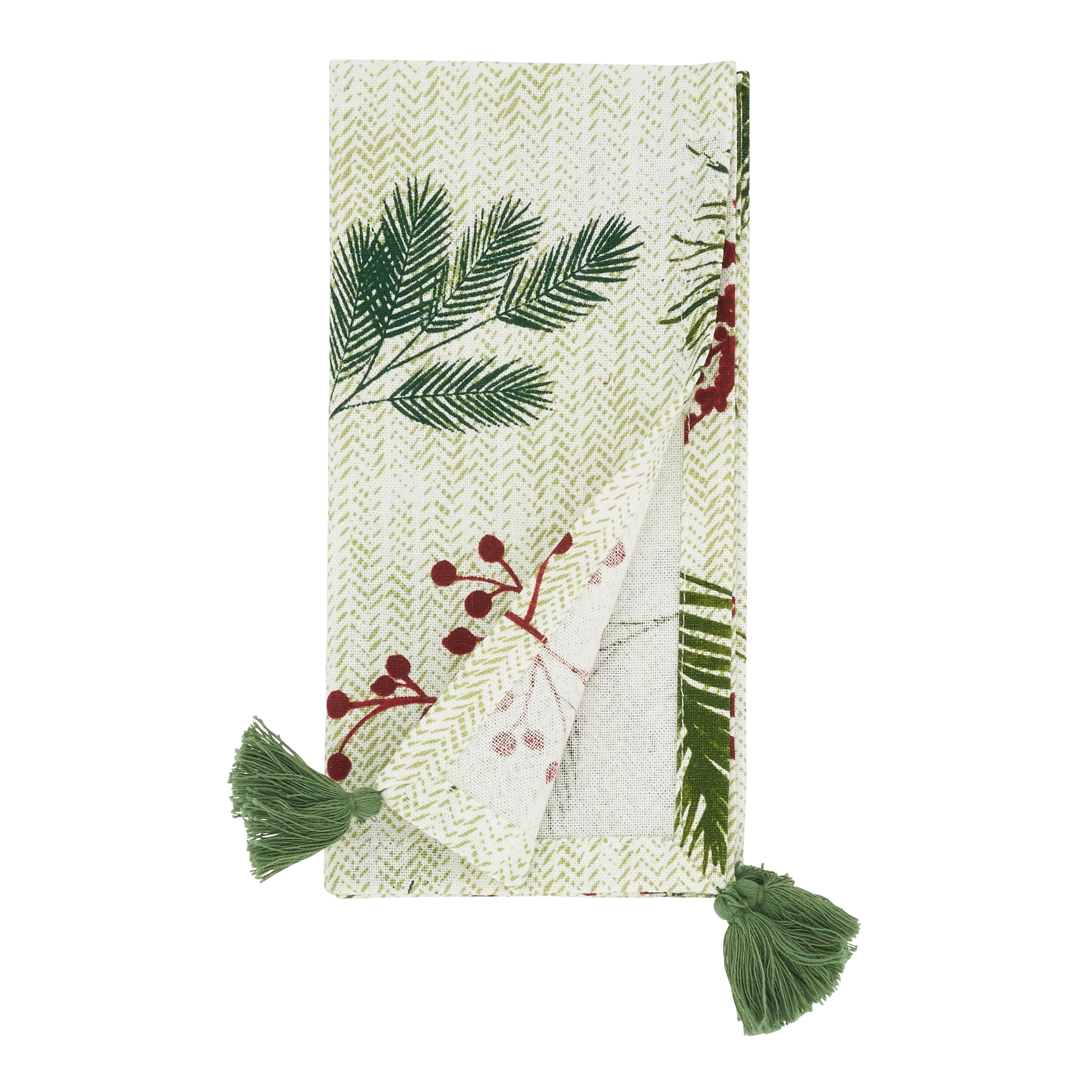 Pine Needle and Red Berry Table Napkin, Set of 4