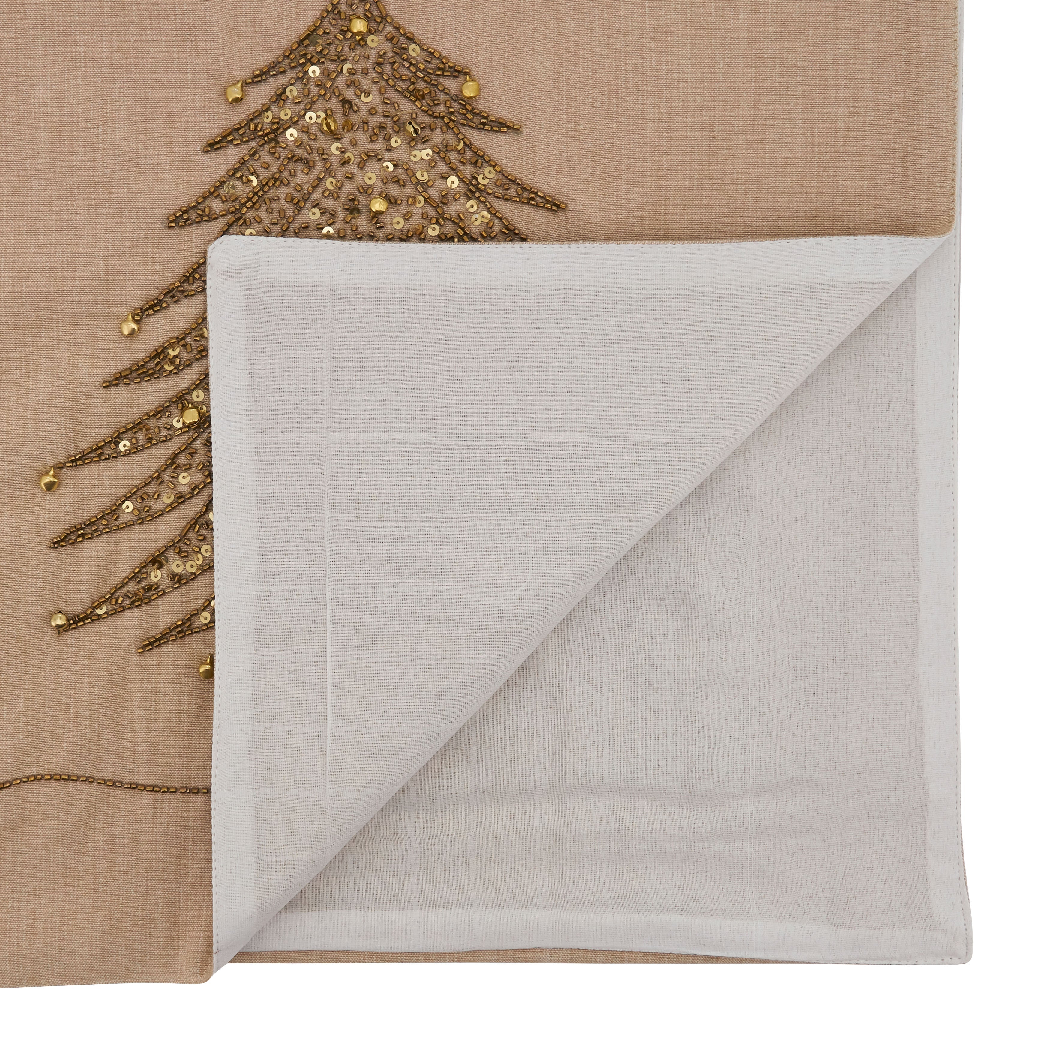 Beaded Christmas Tree Design Table Runner