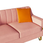Luxury pink Velvet Sofa with Gold Accents - Modern 3-Seat Couch with Plush Cushions