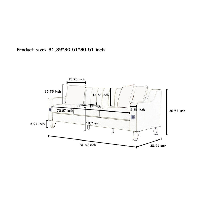 Luxury pink Velvet Sofa with Gold Accents - Modern 3-Seat Couch with Plush Cushions