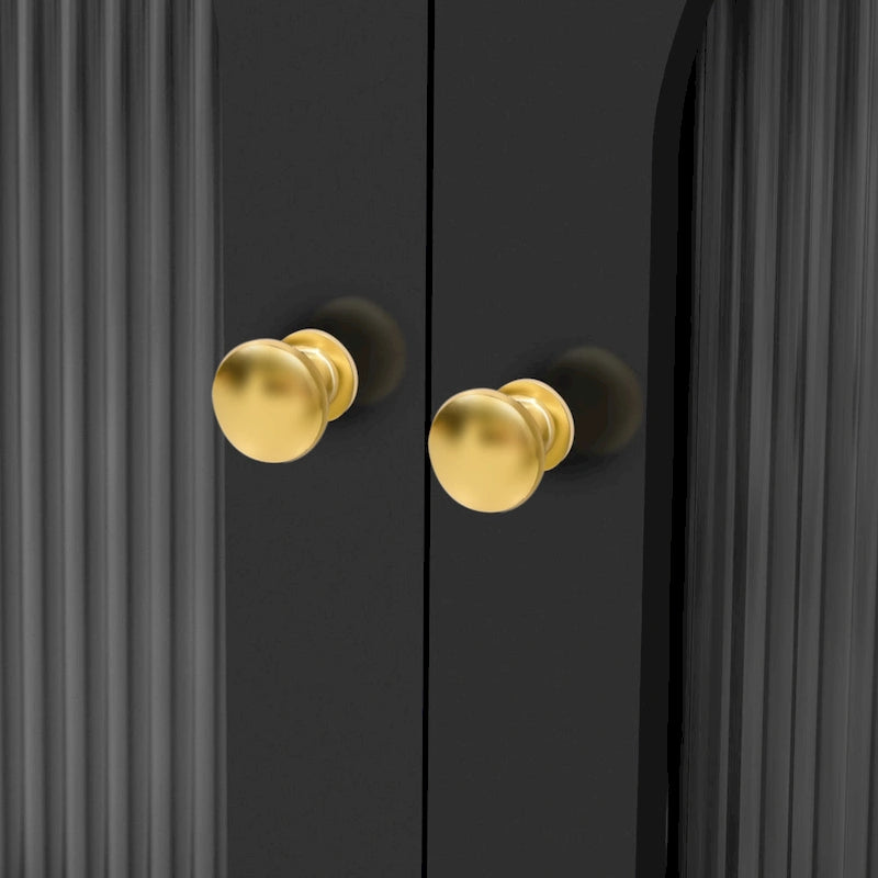 68.9 Retro TV Stand for TVs up to 75 Inches, Entertainment Center Media Console with Arched Style Fluted Glass Doors, 2Drawers