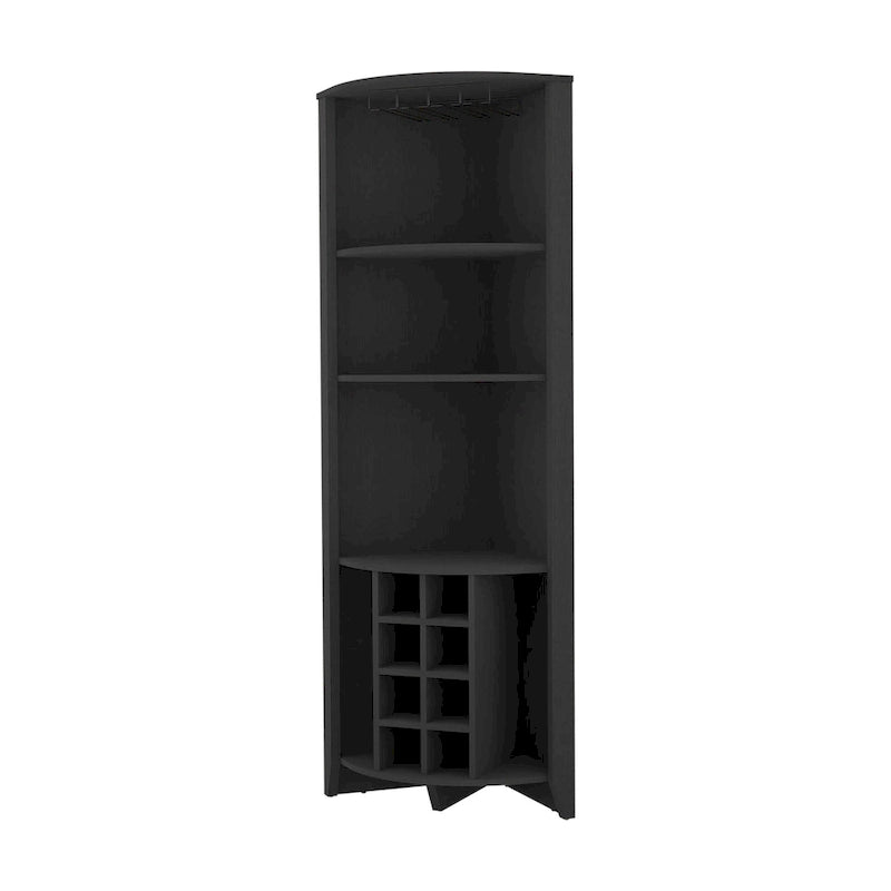 HomeRoots 71 Black Wood Corner Bar Cabinet