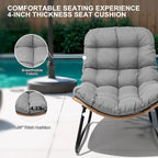 2-Piece Outdoor Papasan Chairs with Thick Padded Cushion PE Rattan Patio Cozy Chairs