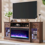 Farmhouse Fireplace TV Stand for 80 Inch TV, Entertainment Center