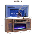 Farmhouse Fireplace TV Stand for 80 Inch TV, Entertainment Center