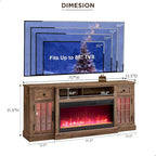 Farmhouse Fireplace TV Stand for 80 Inch TV, Entertainment Center