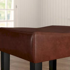 Modern 26.75 Set of 2 Bar Stools with Leather Seat, Backless Design, Solid Wood Legs for Bar Dining Room Living Room