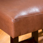 Modern 26.75 Set of 2 Bar Stools with Leather Seat, Backless Design, Solid Wood Legs for Bar Dining Room Living Room