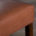 Modern 26.75 Set of 2 Bar Stools with Leather Seat, Backless Design, Solid Wood Legs for Bar Dining Room Living Room