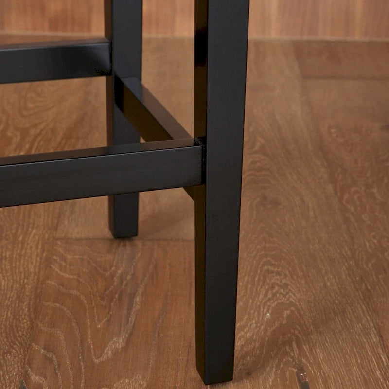 Modern 26.75 Set of 2 Bar Stools with Leather Seat, Backless Design, Solid Wood Legs for Bar Dining Room Living Room