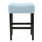 Modern 26.75 Set of 2 Bar Stools with Leather Seat, Backless Design, Solid Wood Legs for Bar Dining Room Living Room