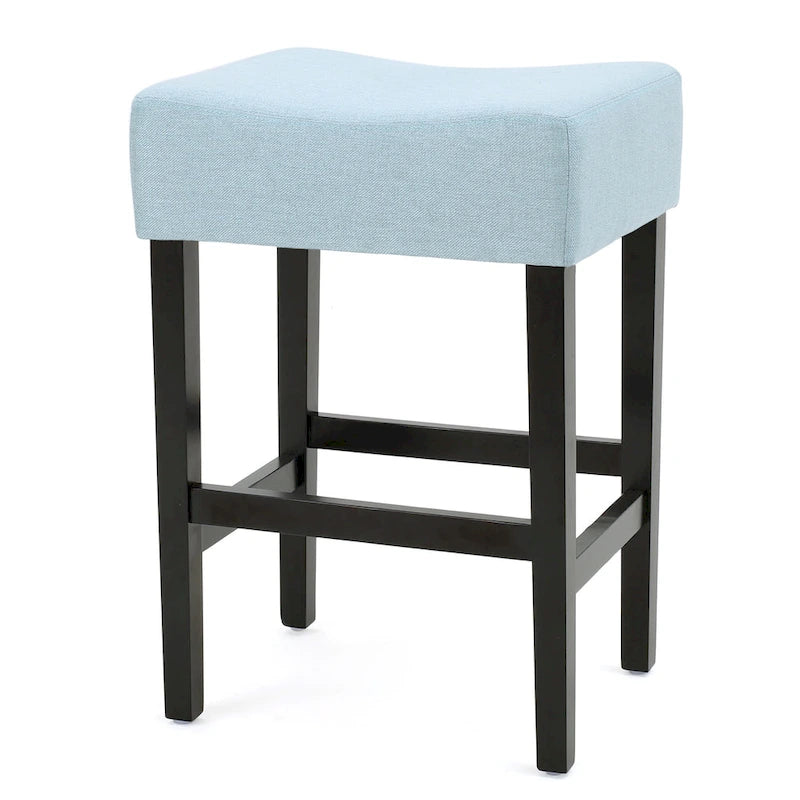 Modern 26.75 Set of 2 Bar Stools with Leather Seat, Backless Design, Solid Wood Legs for Bar Dining Room Living Room