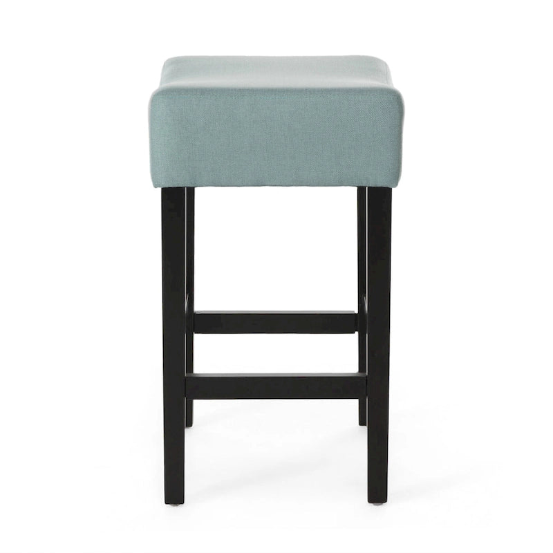 Modern 26.75 Set of 2 Bar Stools with Leather Seat, Backless Design, Solid Wood Legs for Bar Dining Room Living Room