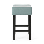 Modern 26.75 Set of 2 Bar Stools with Leather Seat, Backless Design, Solid Wood Legs for Bar Dining Room Living Room