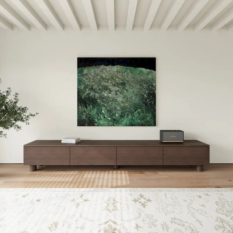 78.74 Mid Century Modern TV Stands, Dark Brown Solid Wood Media Consoler