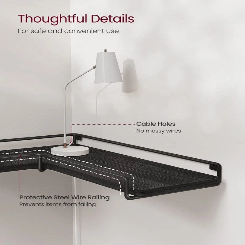 Corner Shelf Wall Mount Set of 2 - 15.7D x 5.5W x 1.6H
