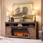 Farmhouse Fireplace TV Stand for 80 TV, Rustic Entertainment Center