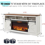 Farmhouse Fireplace TV Stand for 80 TV, Rustic Entertainment Center