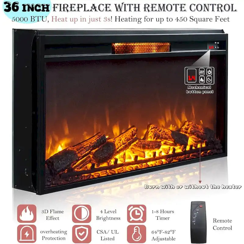 Farmhouse Fireplace TV Stand for 80 TV, Rustic Entertainment Center