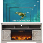 Farmhouse Fireplace TV Stand for 80 TV, Rustic Entertainment Center