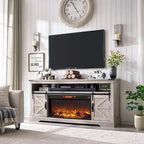 Farmhouse Fireplace TV Stand for 80 TV, Rustic Entertainment Center