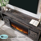 Farmhouse Fireplace TV Stand for 80 TV, Rustic Entertainment Center