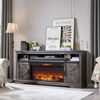 Farmhouse Fireplace TV Stand for 80 TV, Rustic Entertainment Center