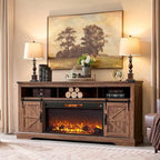 Farmhouse Fireplace TV Stand for 80 TV, Rustic Entertainment Center