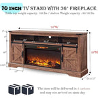 Farmhouse Fireplace TV Stand for 80 TV, Rustic Entertainment Center