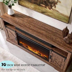 Farmhouse Fireplace TV Stand for 80 TV, Rustic Entertainment Center