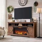 Farmhouse Fireplace TV Stand for 80 TV, Rustic Entertainment Center