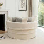 Modern Round Barrel Accent Chair with Ottoman - Velvet Lounge Sofa