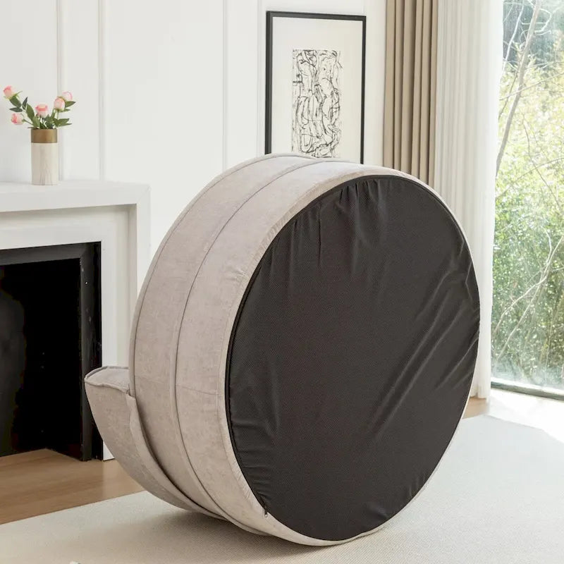 Modern Round Barrel Accent Chair with Ottoman - Velvet Lounge Sofa