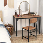 Gymax 4pcs Dining Table Set Rustic Desk 2 Chairs & Bench w/ Storage - See Details